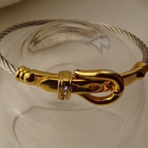 Bracelet Cable  with Gold tone & Rhinestone Buckle